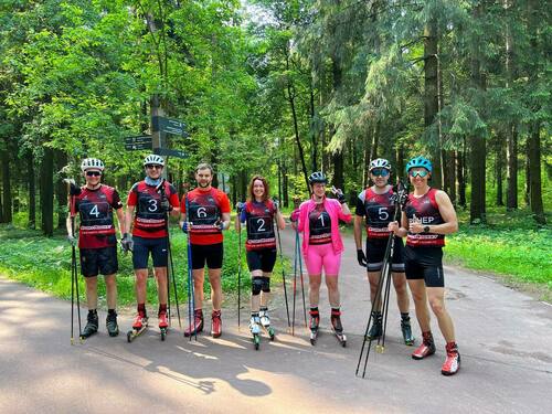 Контрольная тренировка на лыжероллерах клуба SportRocket